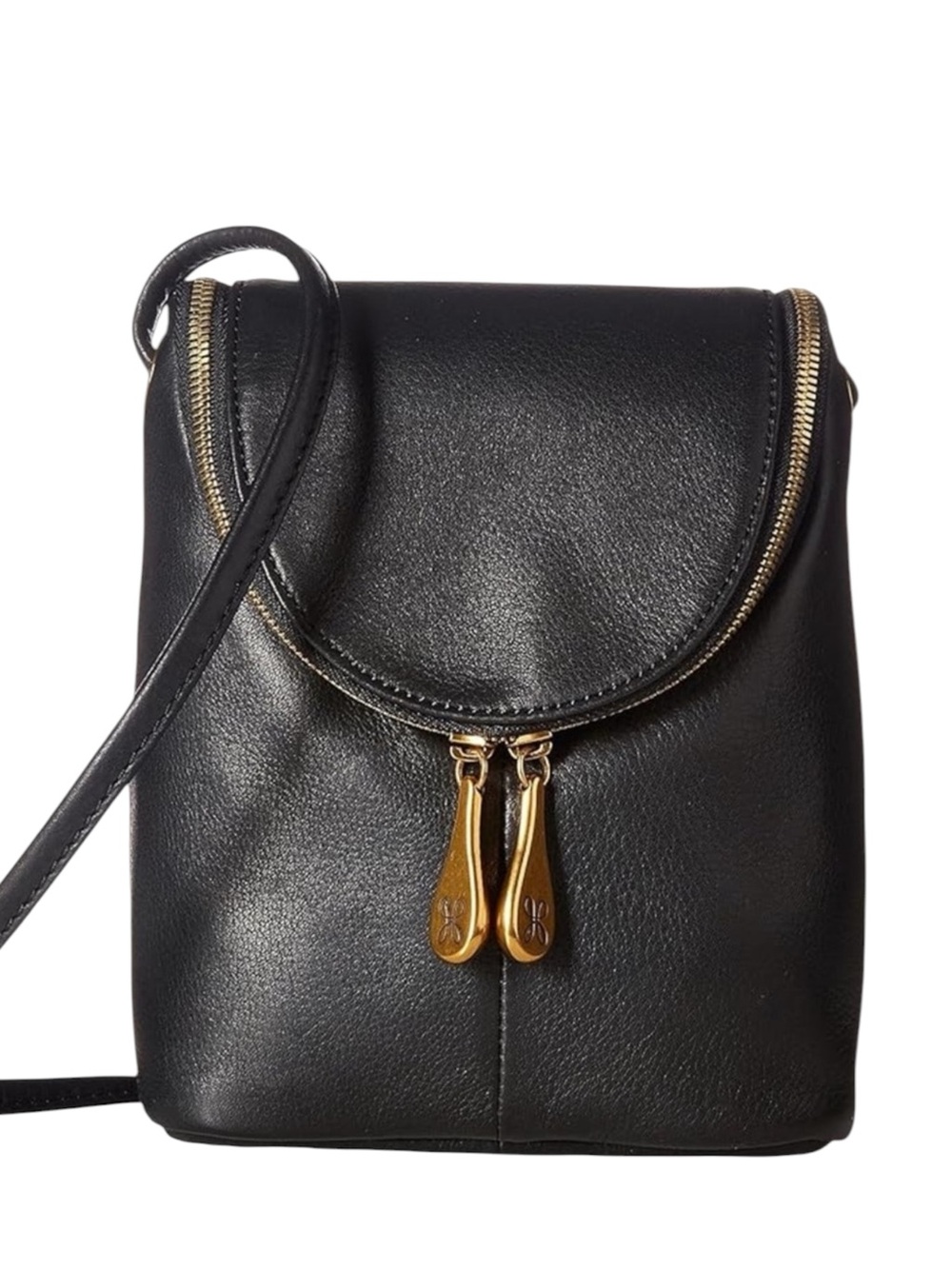 HOBO INTERNATIONAL FERN Black Leather Crossbody with Gold Hardware